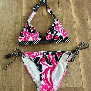 NWOT Oneill Bathing Swim Suit Bikini Small S Black Pink